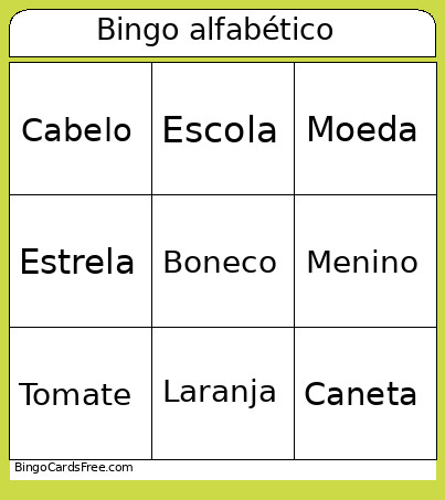 Alfabético Bingo Card