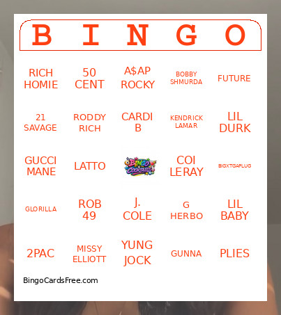 And Cocktails Bingo Card