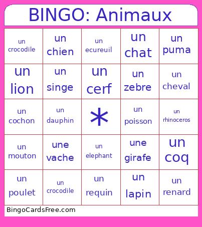 BINGO: Animaux
