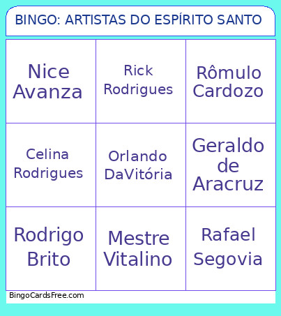 : ARTISTAS DO ESPÍRITO SANTO Bingo Card