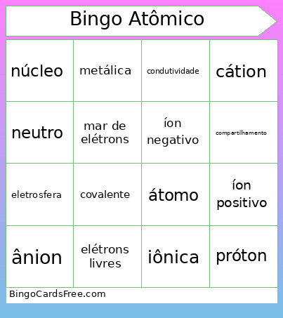 Atômico Bingo Card