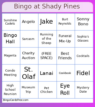 At Shady Pines Bingo Card