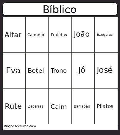 Bíblico Bingo Card