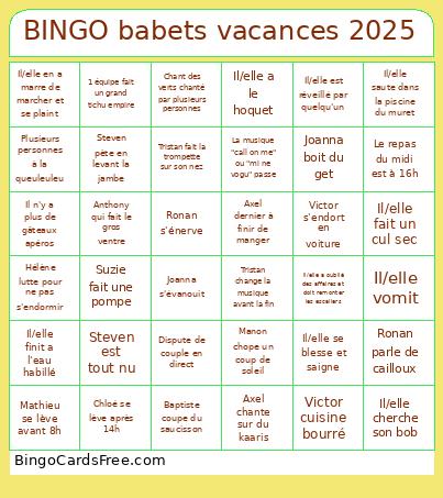 BINGO babets vacances 2025