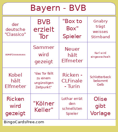 Bayern-BVB Bingo Card