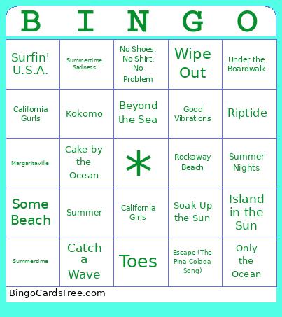 Bingo: Beachy Songs