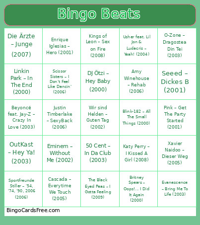 Beats Bingo Card