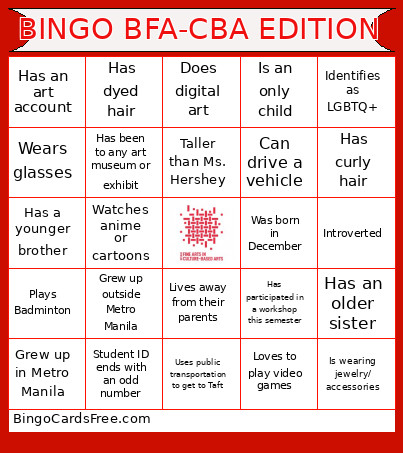 BFA-CBA EDITION Bingo Card