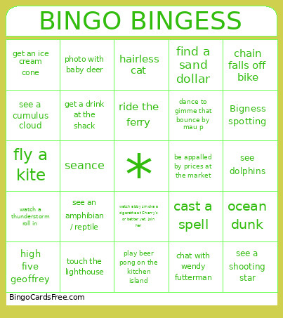 BINGESS Bingo Card 2