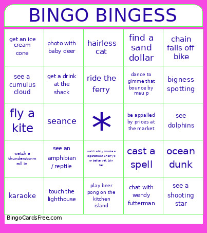 BINGESS Bingo Card