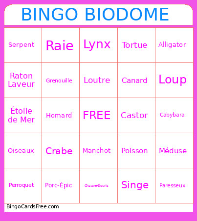 BIODOME Bingo Card