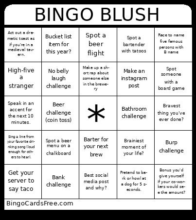 BINGOBLUSH Cards Free Pdf Printable Game, Title: BINGO BLUSH