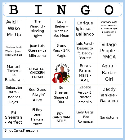 BODA Bingo Card