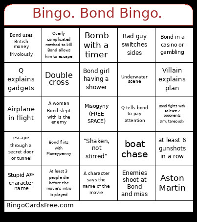 . Bond . Bingo Card