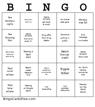 ~ Bongo ~ Bingo Card