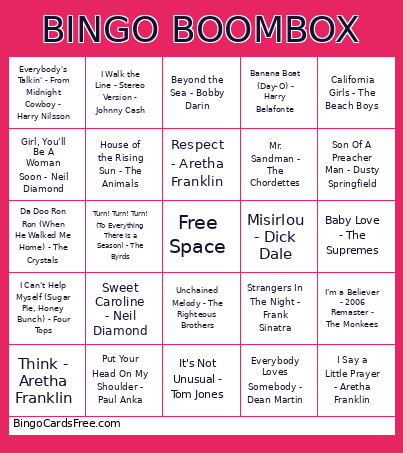 BOOMBOX Bingo Card