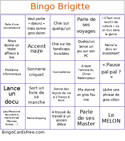 Brigitte Bingo Card