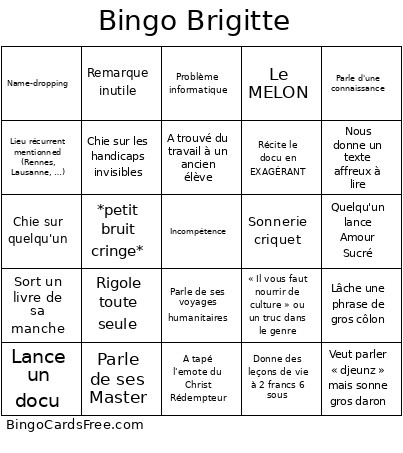 Brigitte V2 Bingo Card
