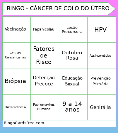 - CÂNCER DE COLO DO ÚTERO Bingo Card