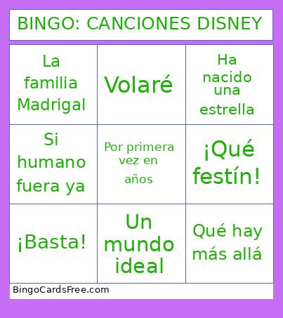 BINGO! CANCIONES DISNEY