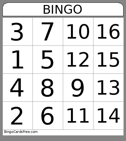1-16 BW Bingo Card
