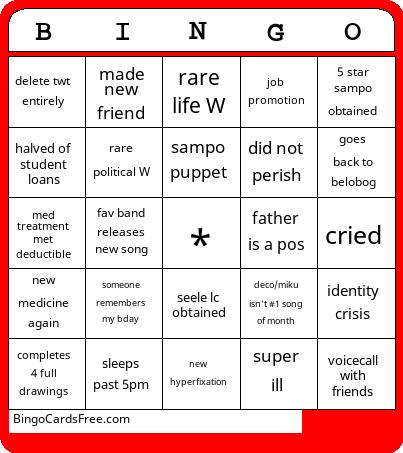 bingo card