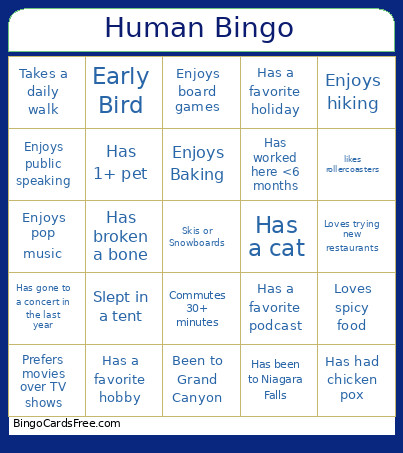 - AACU Bingo Card