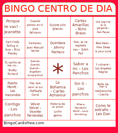 Centro De Dia Bingo Card