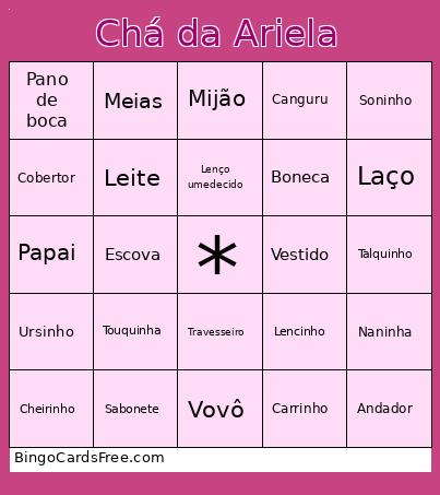 Bingo chá da Ariela