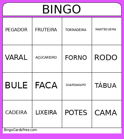 CHÁ DE CASA NOVA Bingo Card