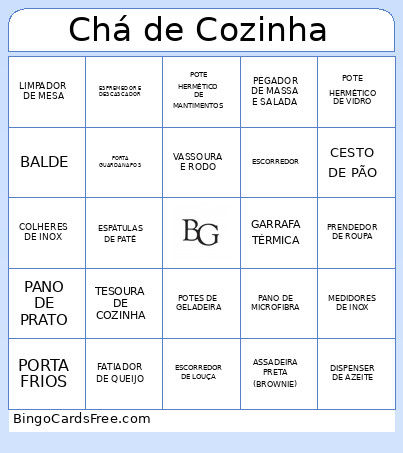 - Chá De Cozinha Bingo Card