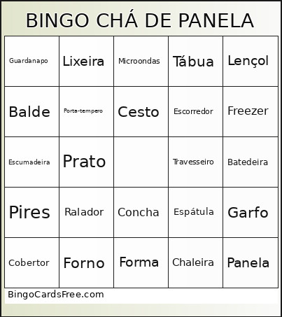 CHÁ DE PANELA Bingo Card