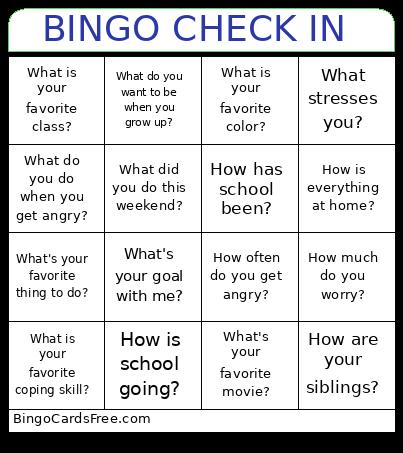 Check In Bingo Card