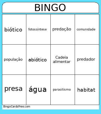 Ciencias Bingo Card