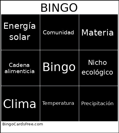 Científico Bingo Card