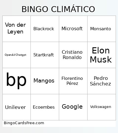 Climático Bingo Card