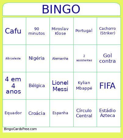 Copa 2026 Bingo Card