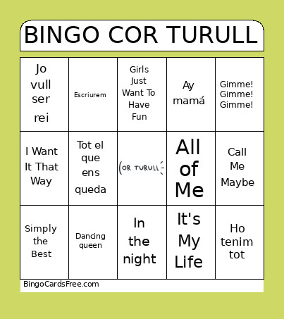 Cor Turull Bingo Card