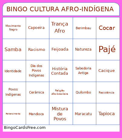 CULTURA AFRO-INDÍGENA Bingo Card