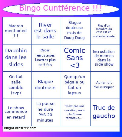 Cuntférence !!! Bingo Card