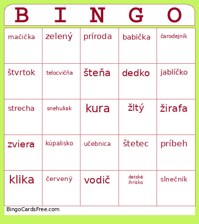Cz Bingo Card