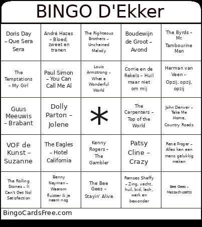 D'Ekker Bingo Card