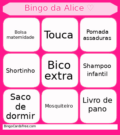 Da Alice ♡ Bingo Card