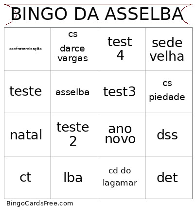 DA ASSELBA Bingo Card