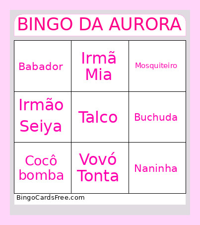 DA AURORA Bingo Card