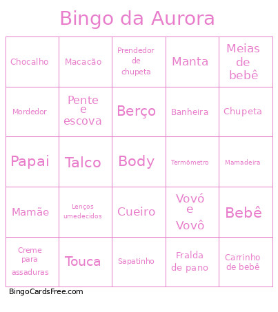 Da Aurora Bingo Card