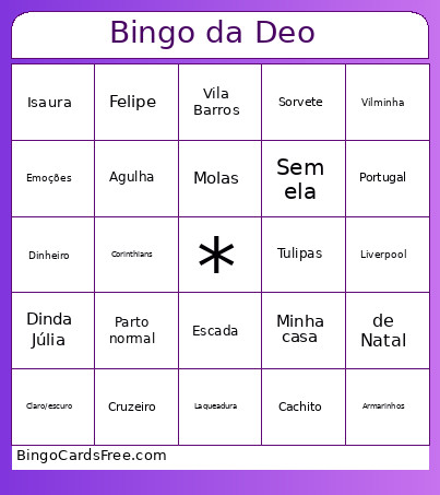 Da Deo Bingo Card