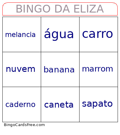 DA ELIZA Bingo Card