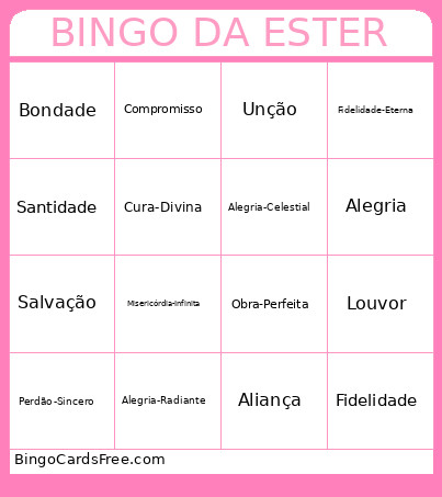 Da Ester Bingo Card