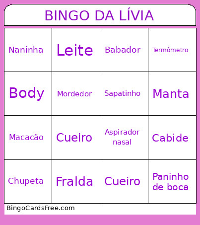 DA LÍVIA Bingo Card